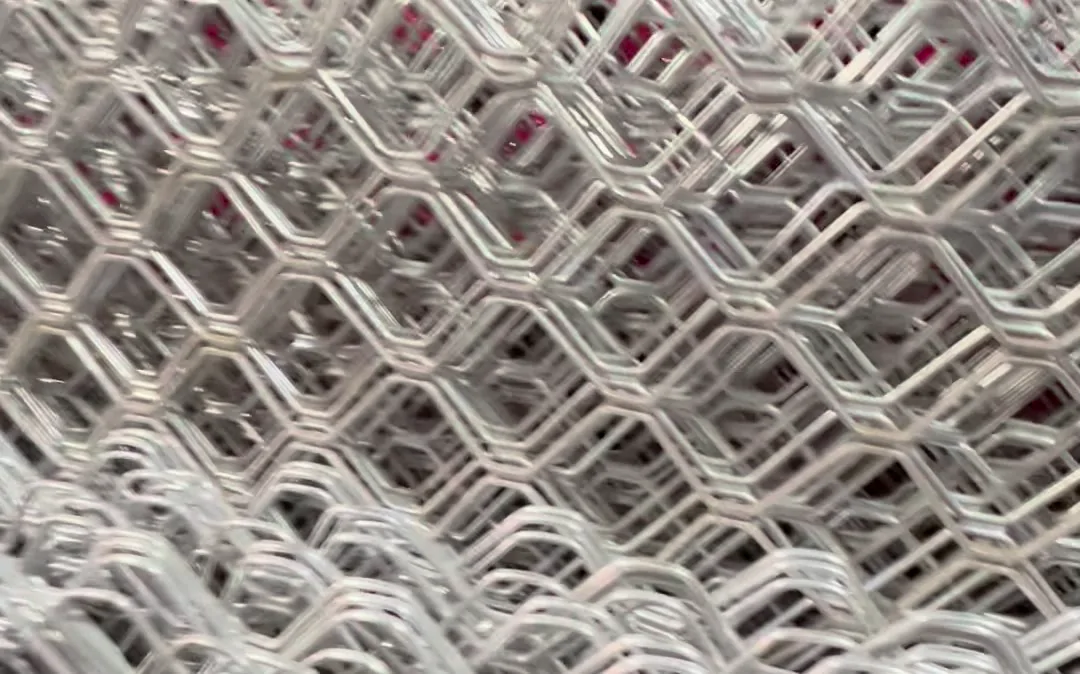 Chain link diamond weave in close-up