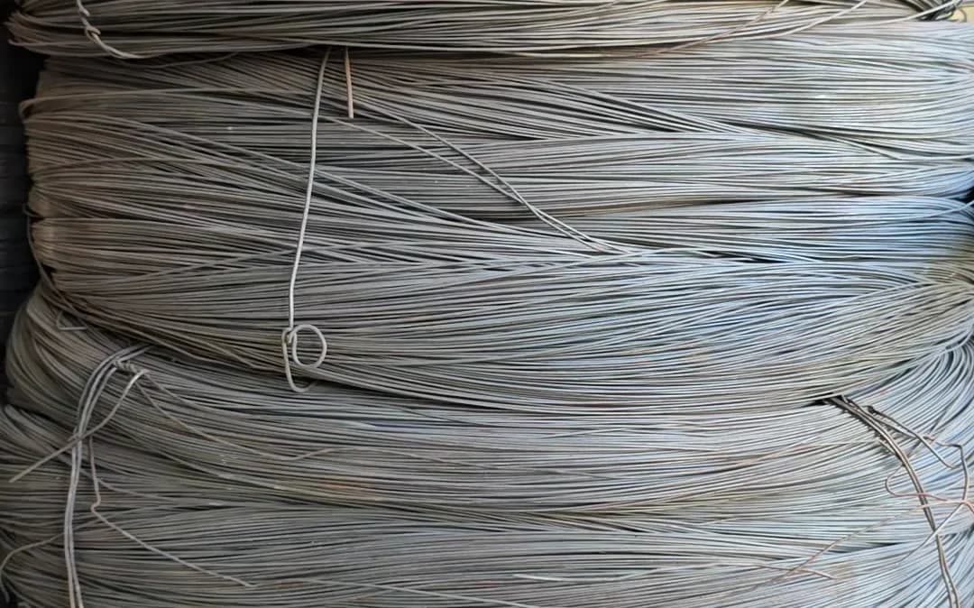 Coils of annealed binding wire stacked to the ceiling