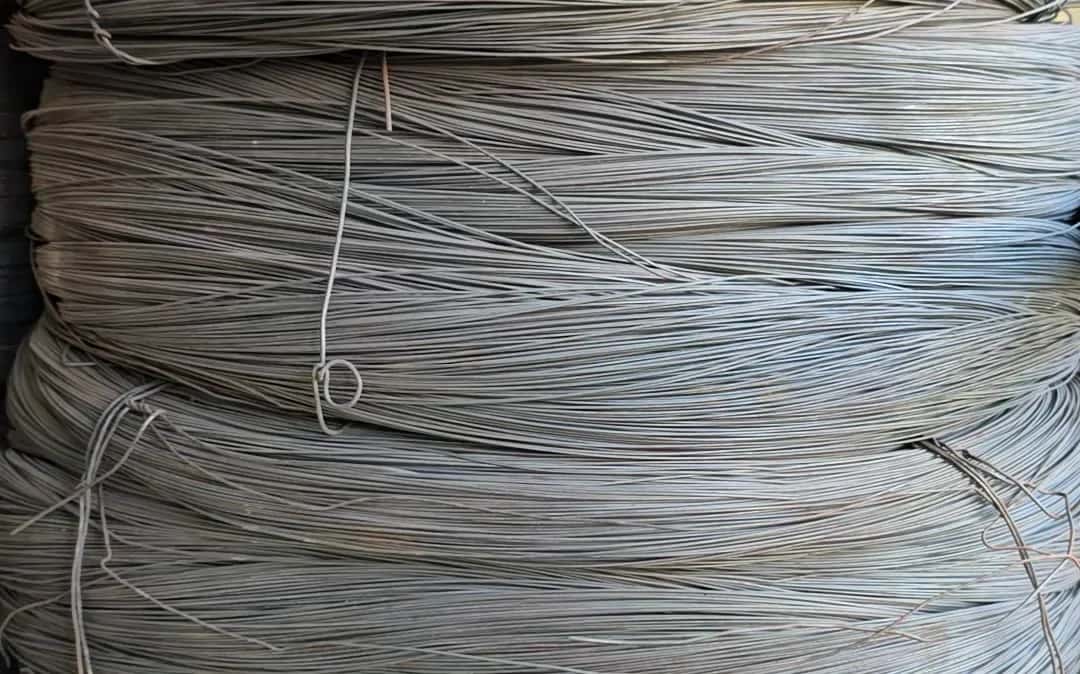 Coils of annealed binding wire stacked to the ceiling