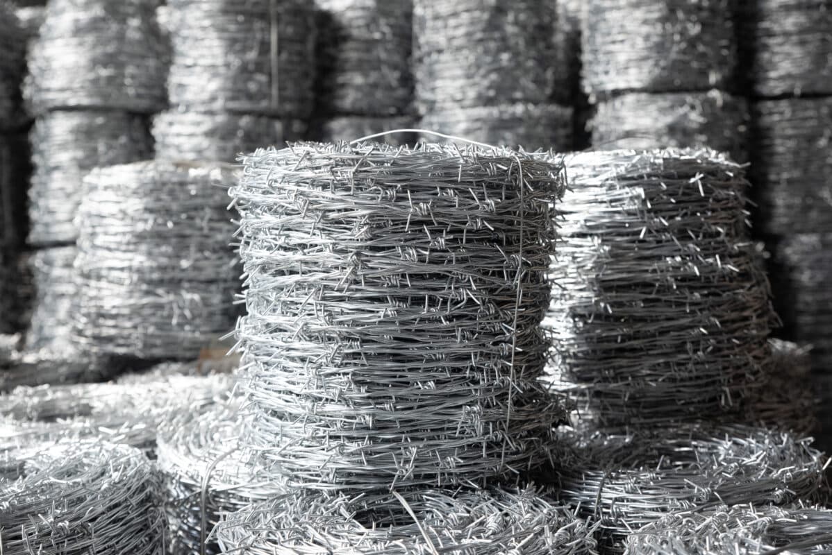 Large coil of barbed wire for security fencing