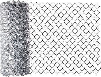 Roll of galvanized chain link fence with diamond mesh pattern