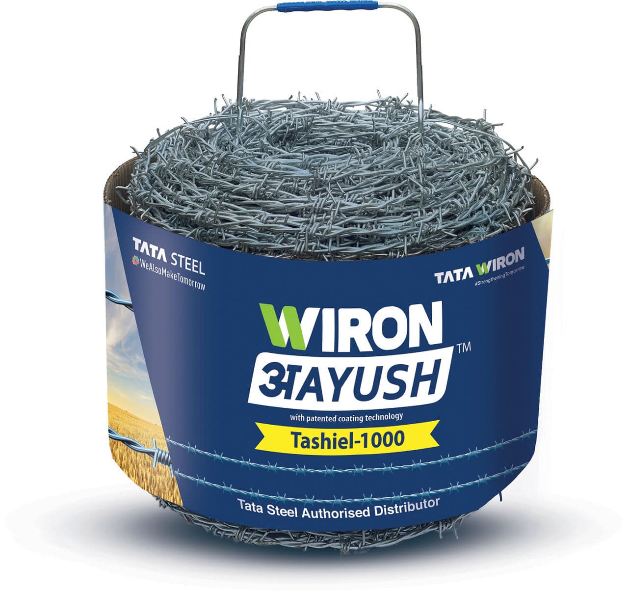 Border brand barbed wire stack for security fencing