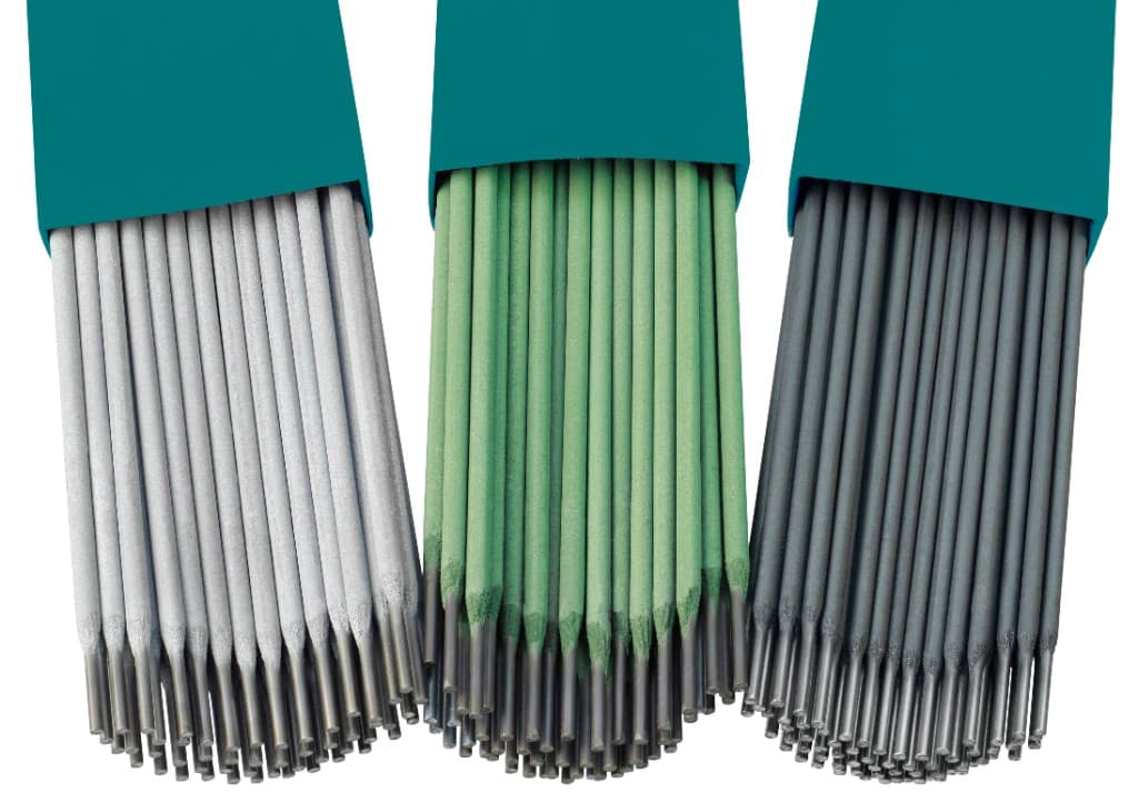 Assortment of welding rods with different colored coatings